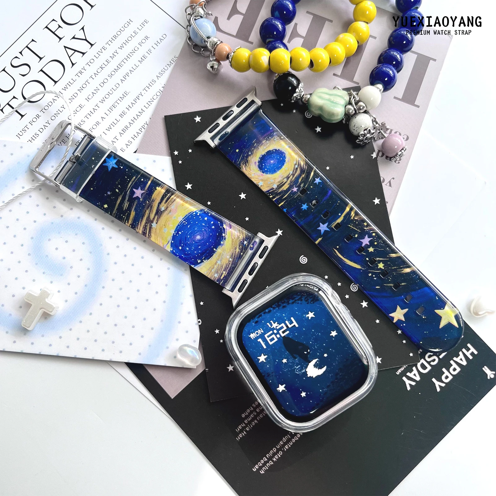 

Deep Cosmic Pattern Band Replacable Bracelet for iWatch Silicone Strap for Apple Watch 11 10 9 8 7 for iWatch