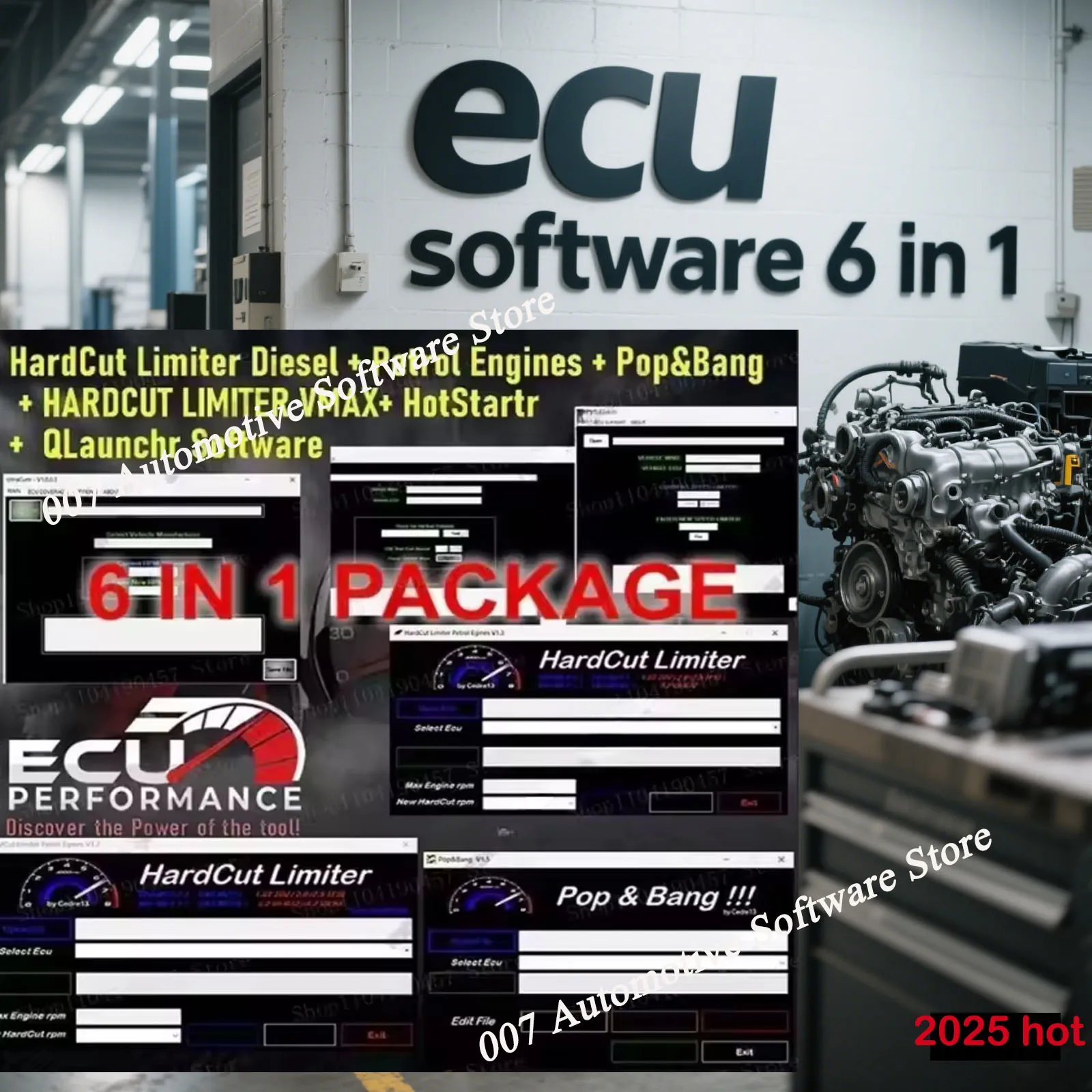 2025 hot ! ECU Software 6 IN 1 PACKAGE HardCut Limiter Diesel+Petrol Engine UltraCuttr+Pop&Bang+HARDCUT VMAX+HotStartr+QLaunchr