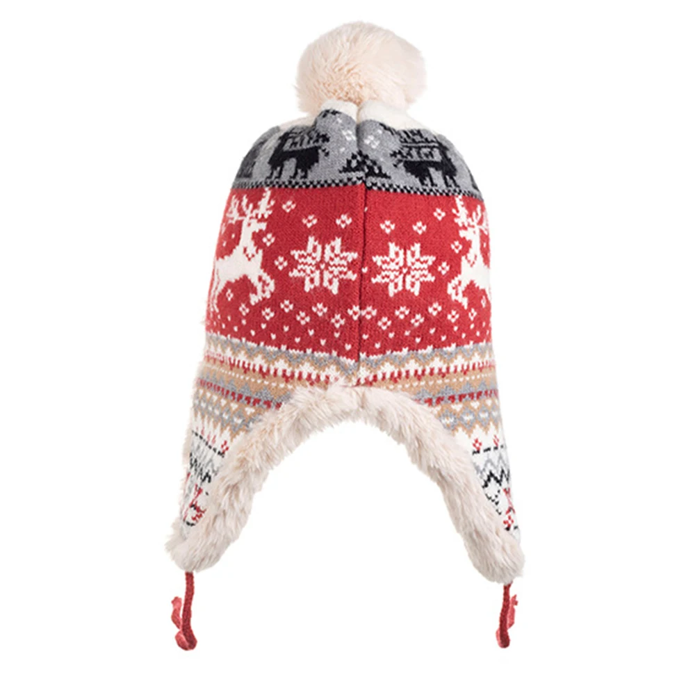 FS Red Orange Knitted Bomber Hat For Men Warm Plush Women Winter Beanies Cap Outdoor Windproof Russian Hats With Earflaps 2026 view 3