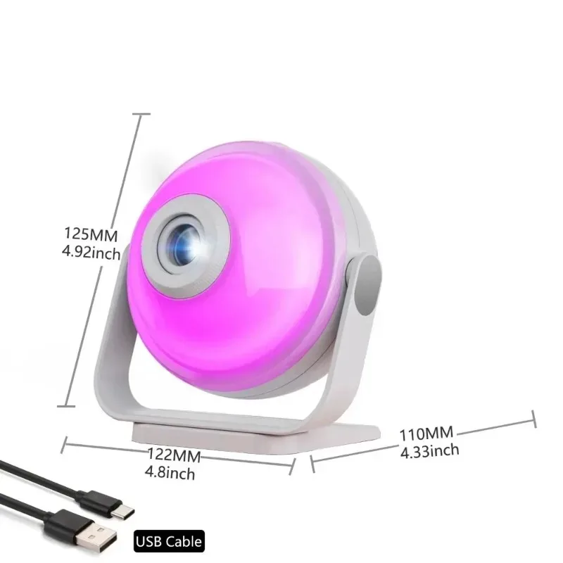 جهاز عرض جالاكسي ستاري 360 °   ضوء سديم القمر الليلي لغرفة الأطفال، التطبيق وجهاز التحكم عن بعد مصباح بروجيكتور السقف لديكور المنزل