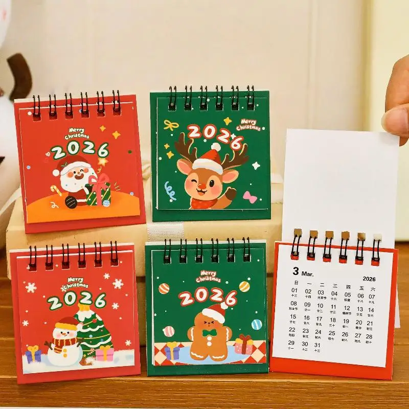 

2026 Mini Cartoon Desk Calendar Cute Christmas Calendar Portable Pocket Calendar Schedule Desktop Decoration Christmas Gifts