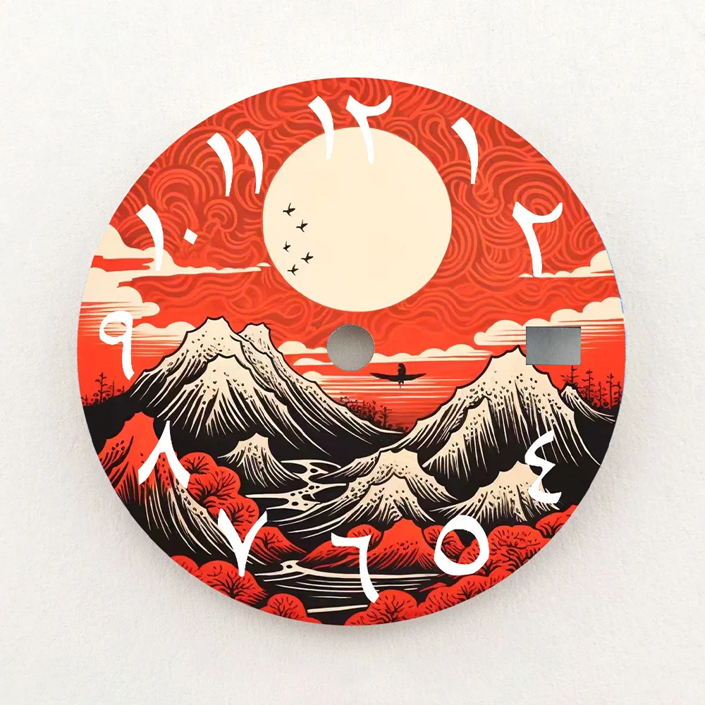 28.5mm Dial NH35 Dial Red Sunset Series Dial  Arabic Numeral Dial NH36 Dial Watch Accessories Fits NH35/NH36 Movement