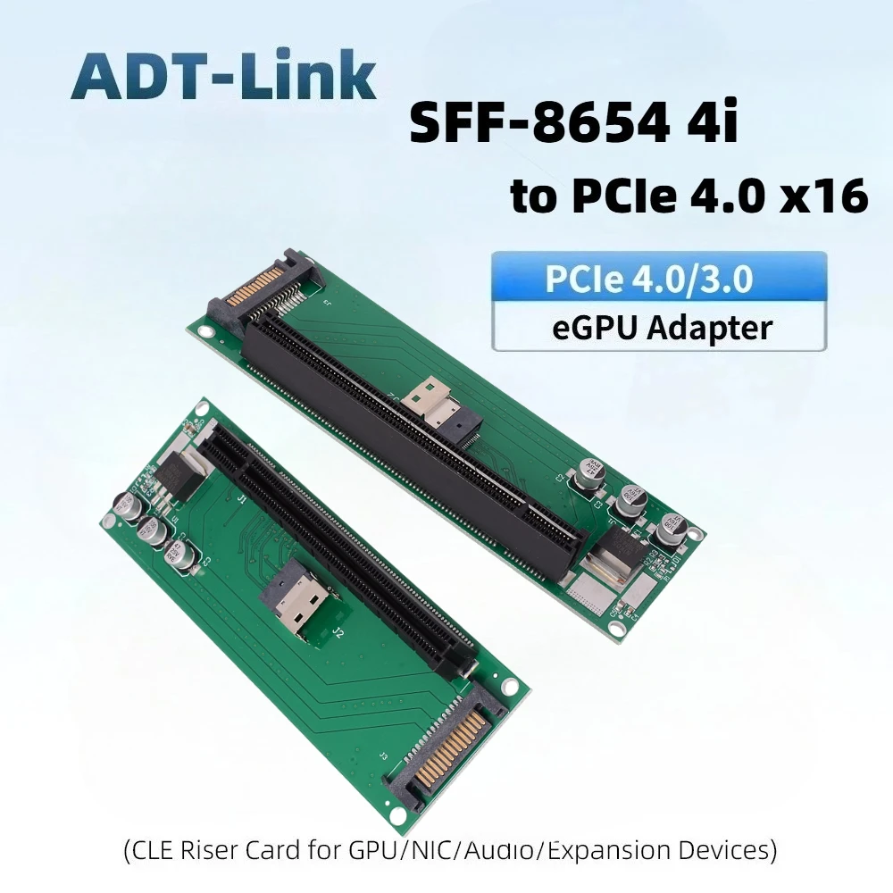 New eGPU SFF-8654 4i To PCIe 4.0 X16 External Graphics Card Adapter for GPU NICs PCIe NVMe Notebook For DIY Computer Accessories