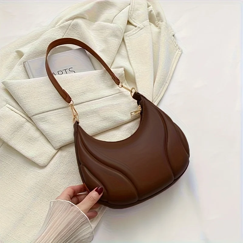 Simple and Versatile Embossed Shoulder Bag, Fashionable Women's Leather Underarm Bags, Suitable for Commuting Parties