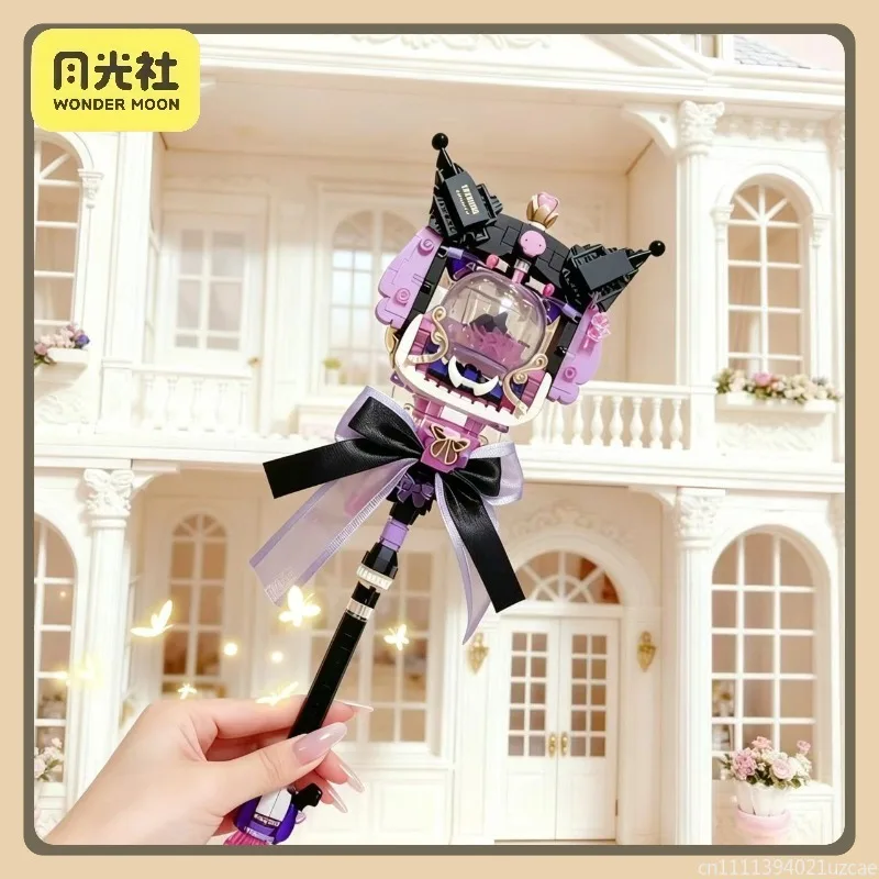 Wonder Moon Sanrio Kuromi My Melody Magic Wand Plastic Building Blocks  Light Up DIY Trinket Girls Desktop Keepsake Gift