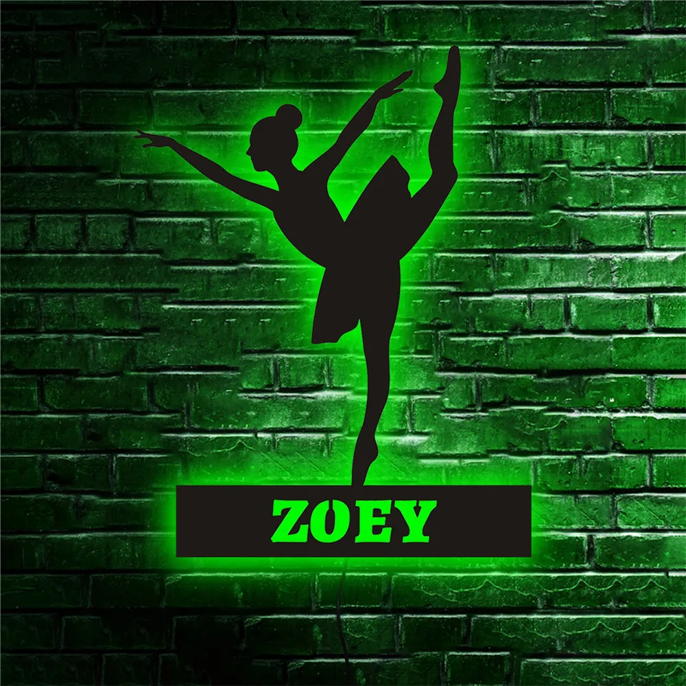 Personalized Ballet LED Neon Sign Wooden Wall Lamp Custom Name Nightlights for Dance Room Bedroom Hanging Decor Colorful Lights