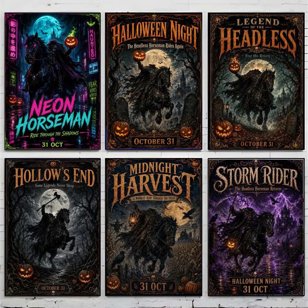 H-Halloween Headless Horseman Poster Premium Decor Art & Gift for Household Lounge Home Ornaments