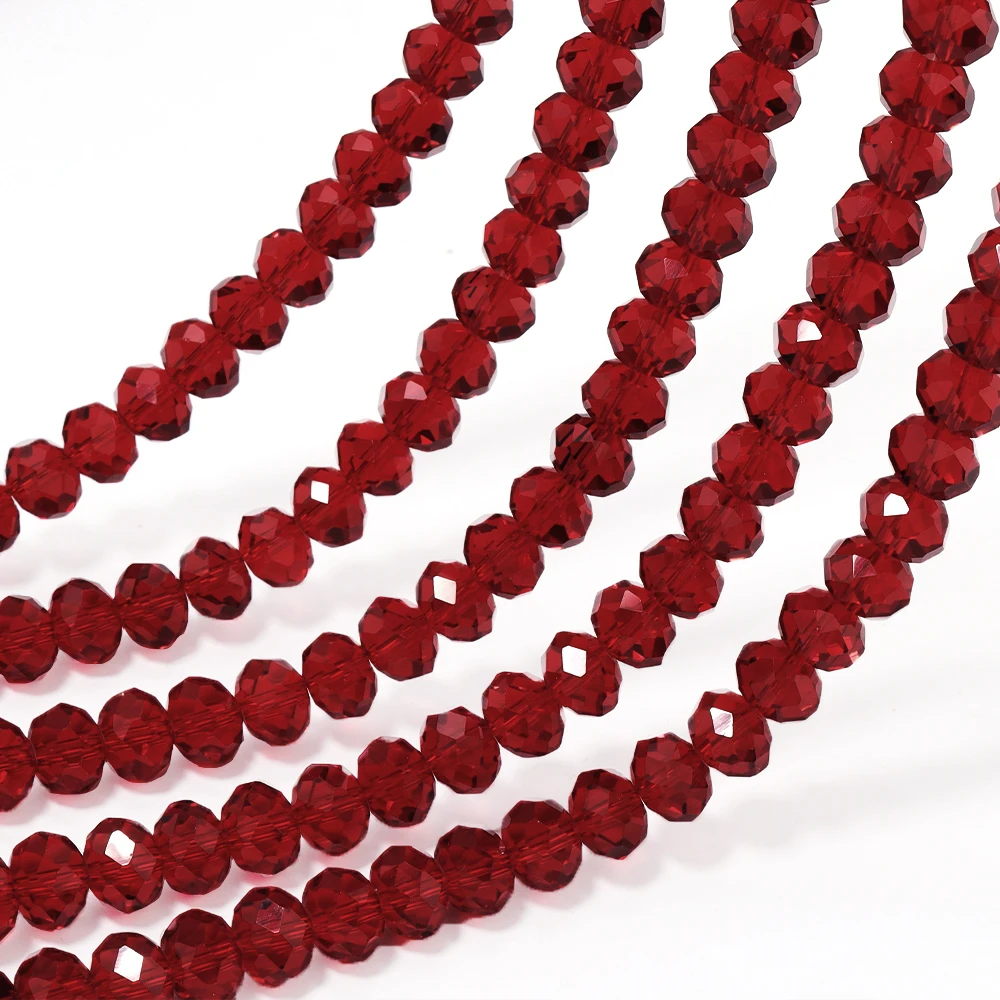 1 Strand Red 3/4/6/8/10mm Rondelle Austria Faceted Crystal Glass Beads Loose Spacer Beads for Jewelry Making DIY Accessories - view 3