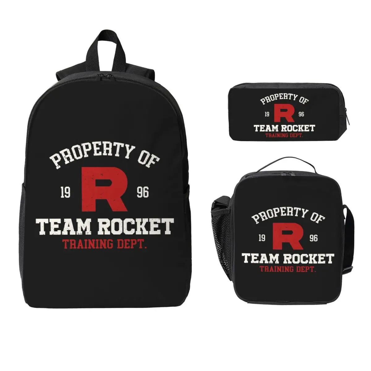

Letter R Team Rocket Logo Backpack Boys Girls BookBag School Bag Laptop Shoulder Bags 3ps Insulated Lunch Bag Pencil Case
