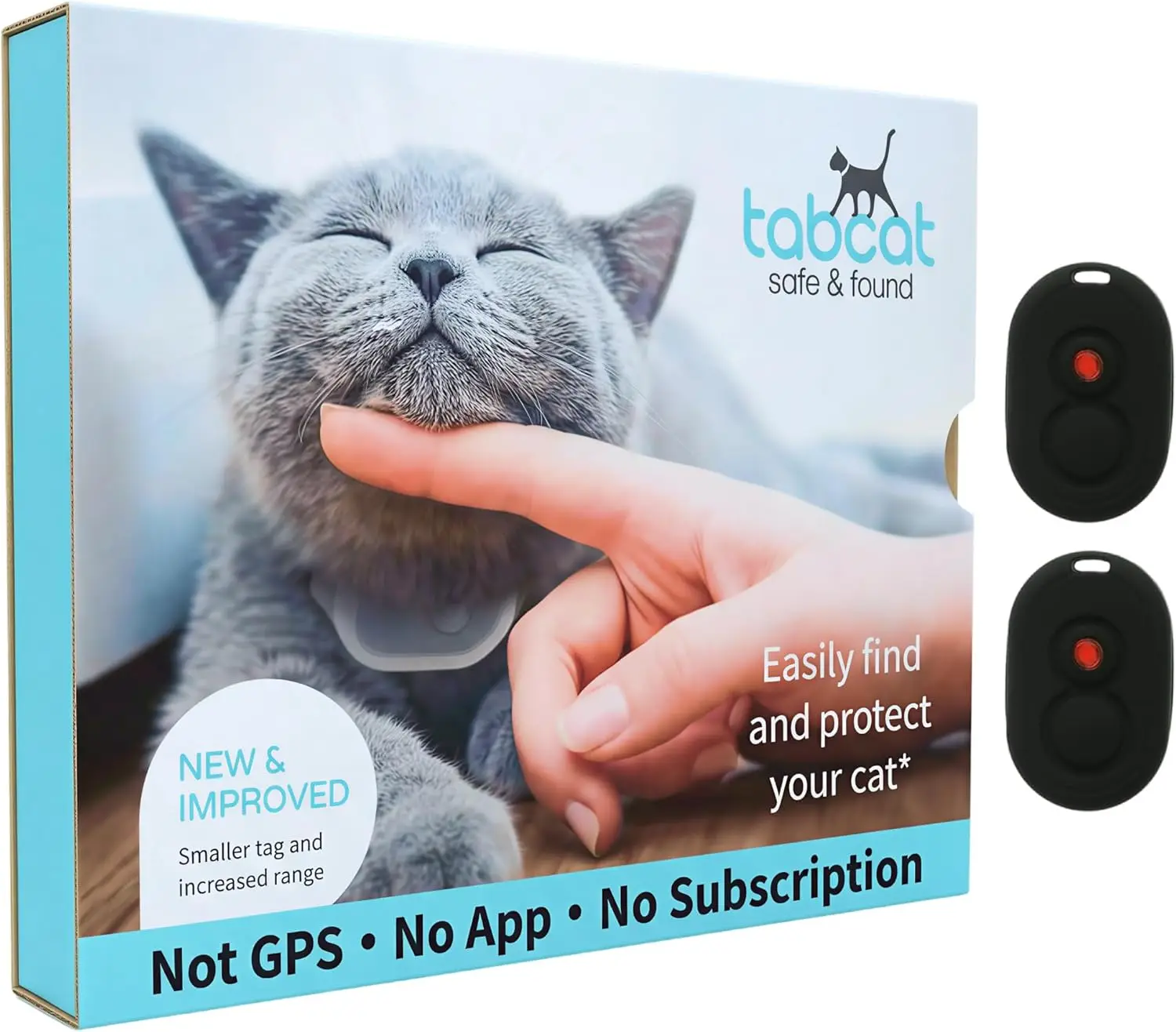 Track 2 Cats Indoors & Outdoors – No Subscription Fee – Lightweight RF Tags – 500ft Range & 1" Accuracy