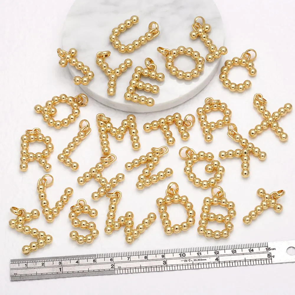 Clearance Polish Beads Bubble Letter Pendant for Necklaces Copper Ballon Initial Necklace Jewelry Making Supplies pdtb598