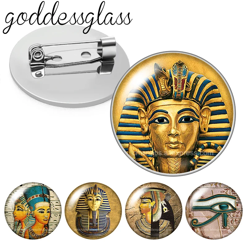 New Ancient Egypt Pharaoh Eye Photo Glass cabochon Brooch pinback button Bag Clothes Denim Jeans Lapel Pin Badge Jewelry Gift