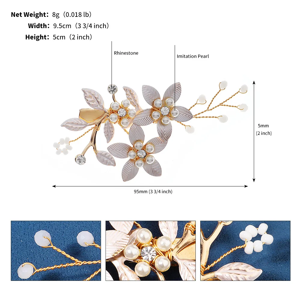 Handmade Pearl Flower Hair Clips for Women Hairpins Bridal Wedding Hair Accessories Crystal Gold Color Bride Headpiece Gift