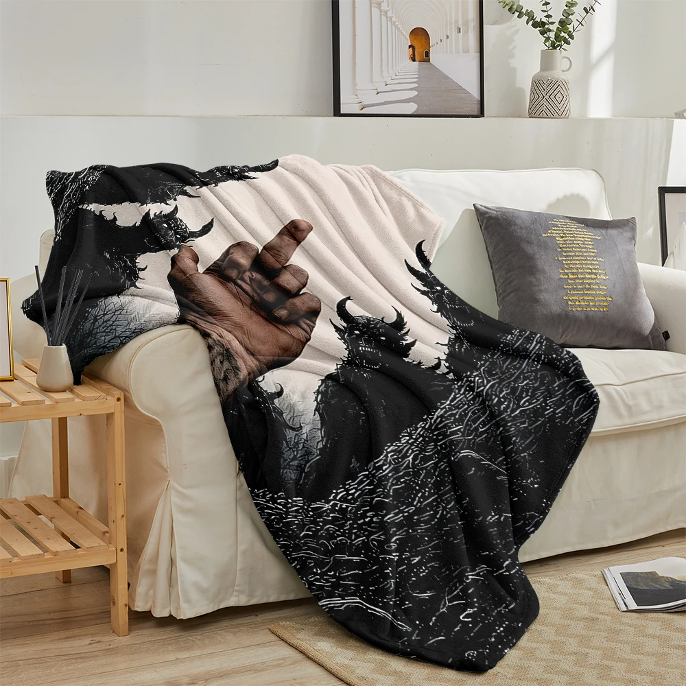 Middle Finger Demons Dark Super Soft Flannel Blanket Fuzzy Warm Throw Blanket for Bed Couch Cozy Plush Bed Cover All Season