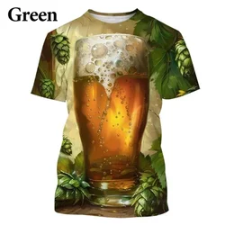 3D Printed Classic Beer T Shirt Men's Raspberry Pattern Tees Summer Harajuku Round Neck Tops Oversized Short Sleeves T-Shirts