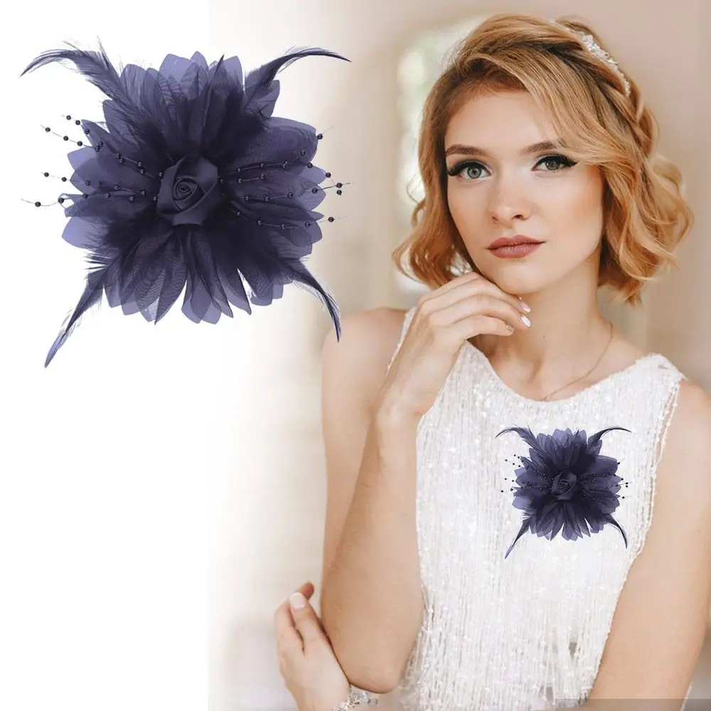 Тканевые аксессуары ручной работы большая брошь в форме цветка ювелирные изделия значки аксессуары однотонный корсаж декор для свадебной вечеринки