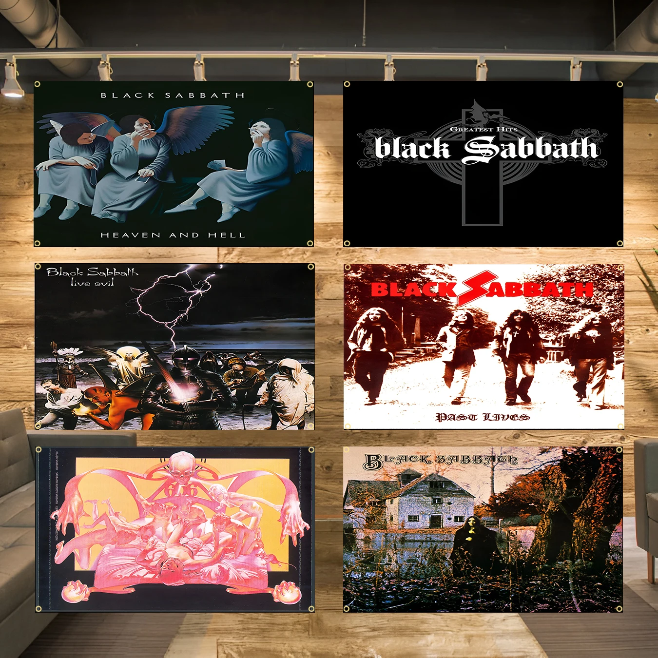 90x150cm 3X5FT B-Black S-Sabbath Heavy Rock Band Flag Polyester Printed Banner for Garage Wall Art Out Door Decoration