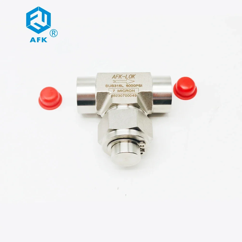 316L Stainless Steel Female T-Type Filter High Pressure Female 3-Way Type Filter Gas Line Filter 7 Micron 6000psi