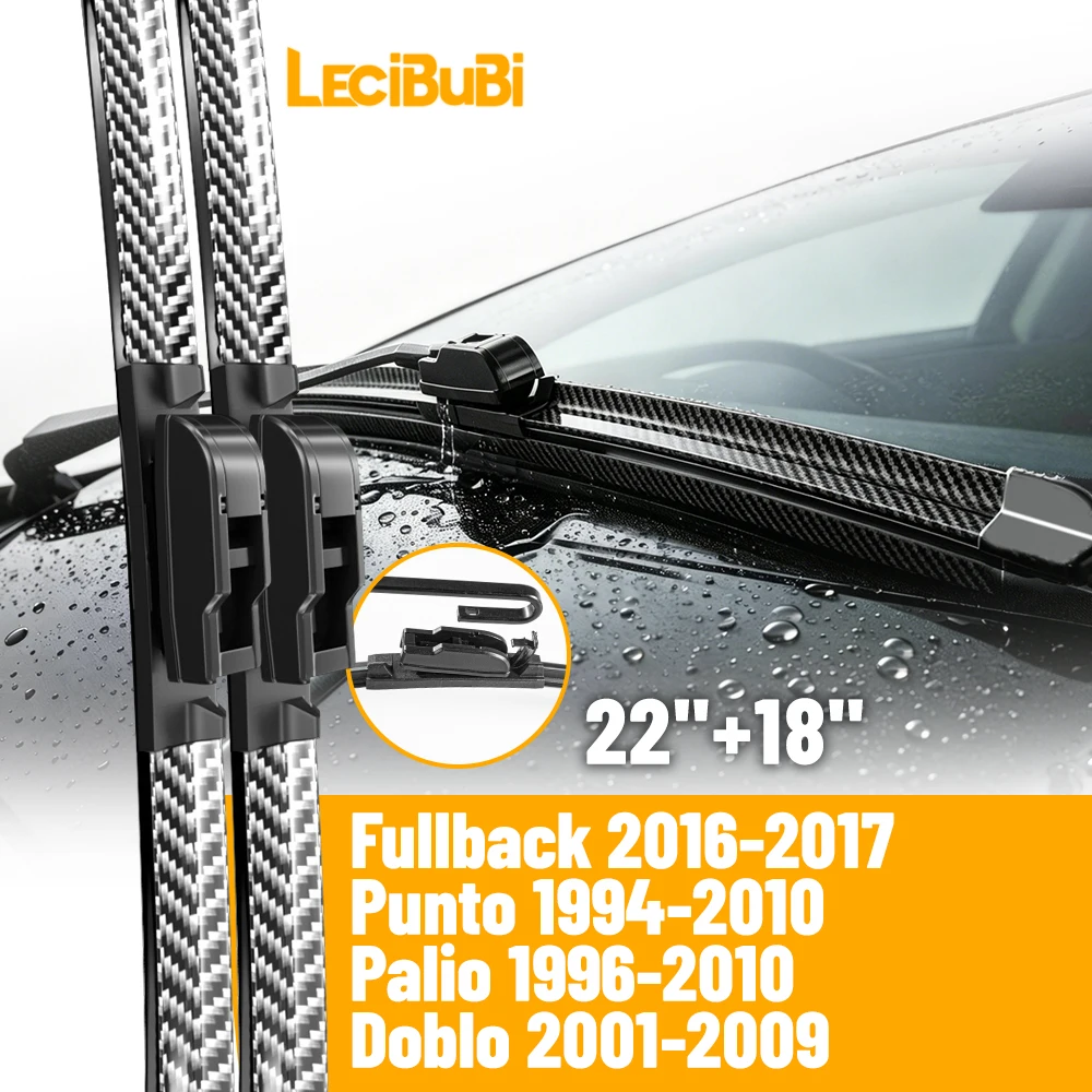 Escobillas Limpiaparabrisas Delanteras para Fiat Fullback, Punto, Palio, Doblo, de Fibra de Carbono y Goma, Accesorios para Auto, 22"+18"