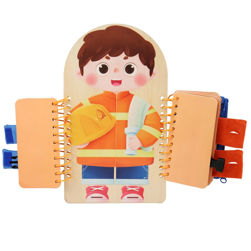 Montessori ของเล่นการศึกษาเด็กทักษะชีวิตผูกเชือกผูกรองเท้าซิปหัวเข็มขัดไม้ Multi-Layer Busy BOARD ปริศนาของขวัญ