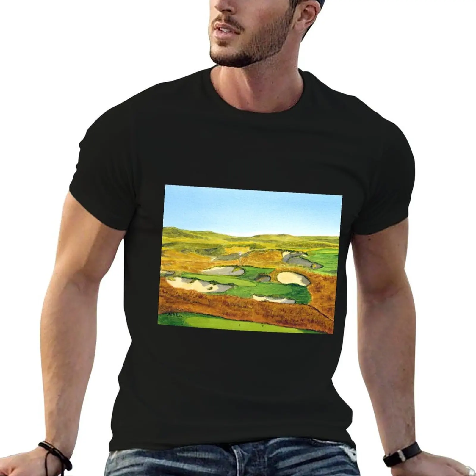 

Sand Hills Golf Course Nebraska T-Shirt man t shirt cotton high quality t shirt men 100% cotton luxury brand T-Shirt