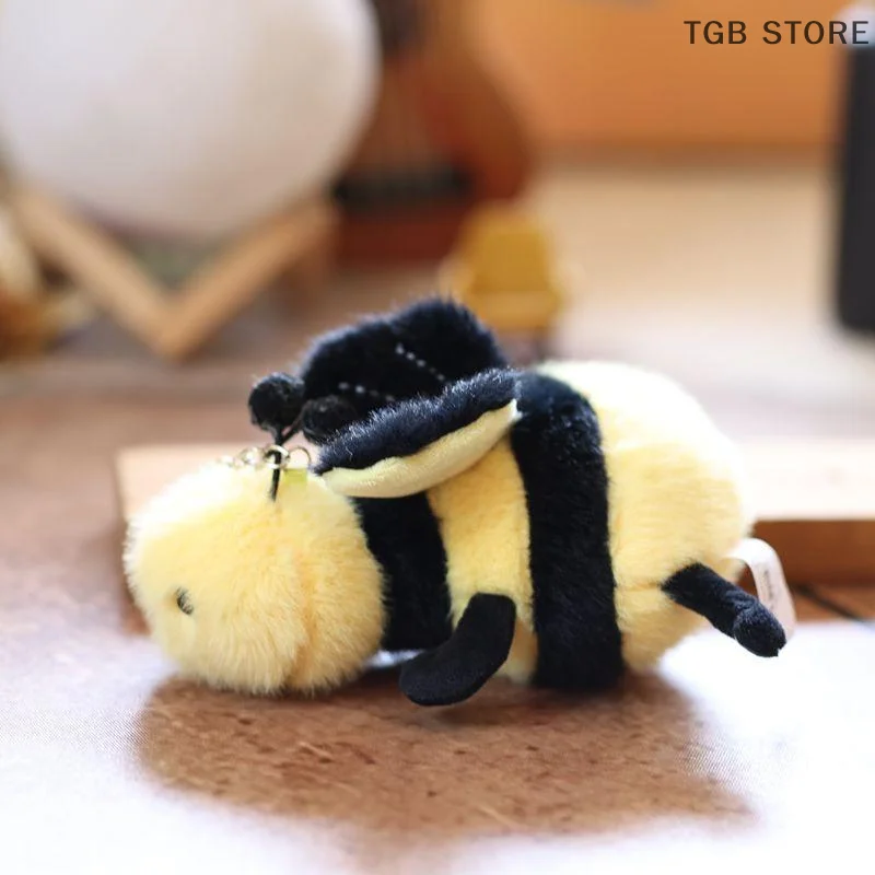 1Pcs 작은 곤충 플러시 귀여운 달팽이 꿀벌 키 체인 장난감 인형 크리 에이 티브 인형 가방 펜던트 열쇠 고리 생일 선물