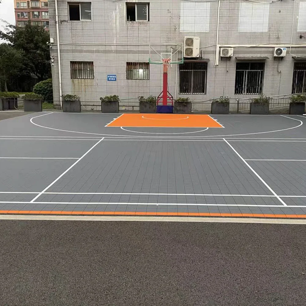 Professional Backyard Sport Court, Interlocking Floor Tiles, Outdoor, Basketball, Half Court, 3x3