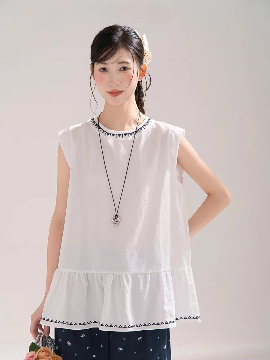 

Летний женский винтажный топ Heme со свободным кроем и вышитой юбкой, дизайн «Облако», универсальный стиль