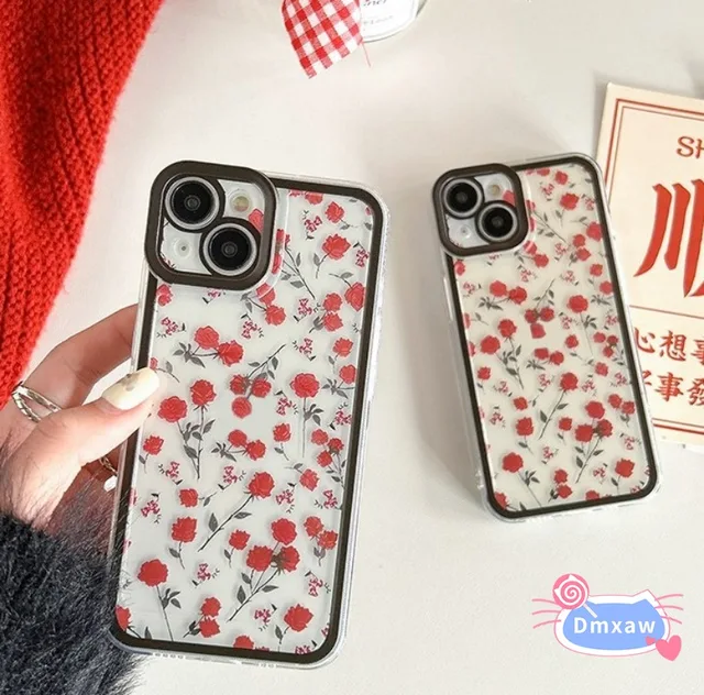 Dla Realme X50 X7 Pro Max X3 SuperZoom XT X2 X Narzo 50 30 5G 50A 50i Etui na telefon Flowers Roses Cute Transparent Silicone Cover