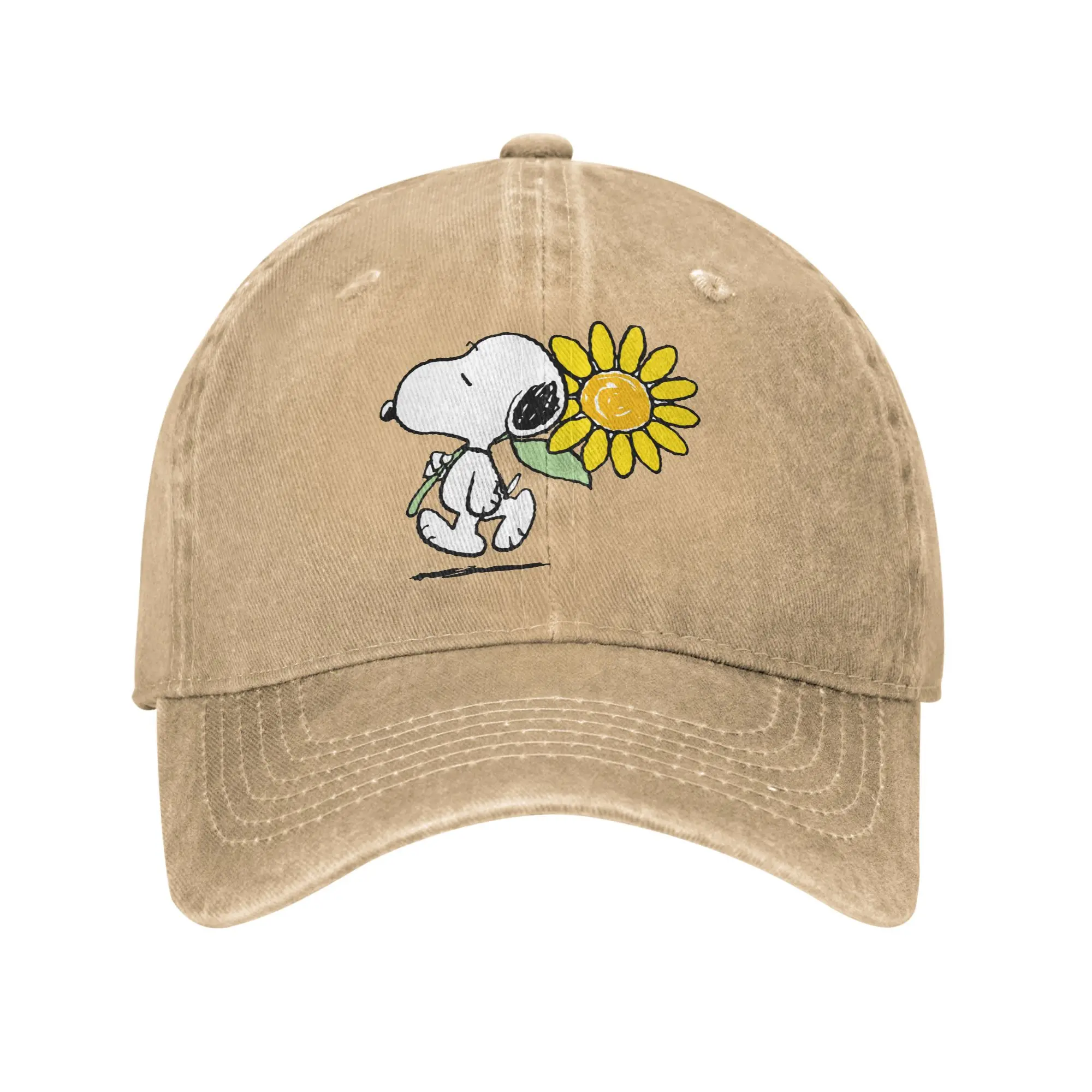 

Peanuts Snoopy Daisy Flower Baseball Cap Vintage Distressed Cotton Snapback Cap Unisex Style Outdoor Adjustable Fit Caps Hat