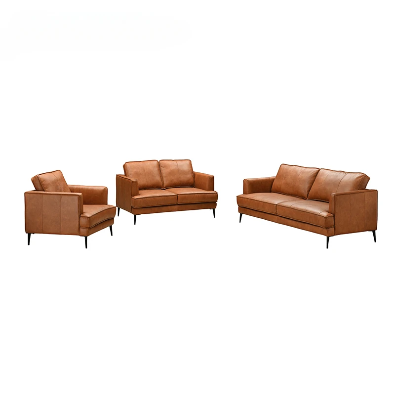 Leather Office Sofa Suppliers Genuine Leather Luxury Living Room Sets Modern Hotel Sofas set in Foshan