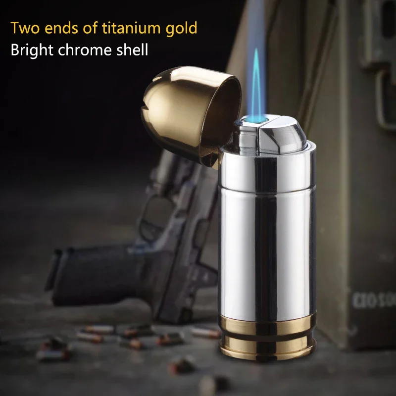 Creative Flashlight Lighter Metal Bullet Shaped Butane Windproof Lighters Men\'s Cigarette Cigar Carry Beer Bottle Opener Gadget