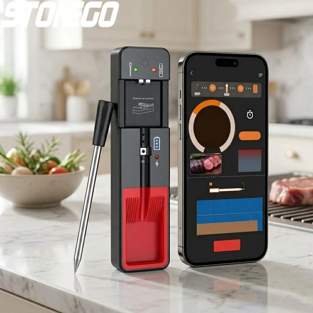 

Беспроводной Bluetooth-термометр для мяса с радиусом действия 360 футов, умный датчик температуры для гриля, духовки, кухни, коптильни, су-вид