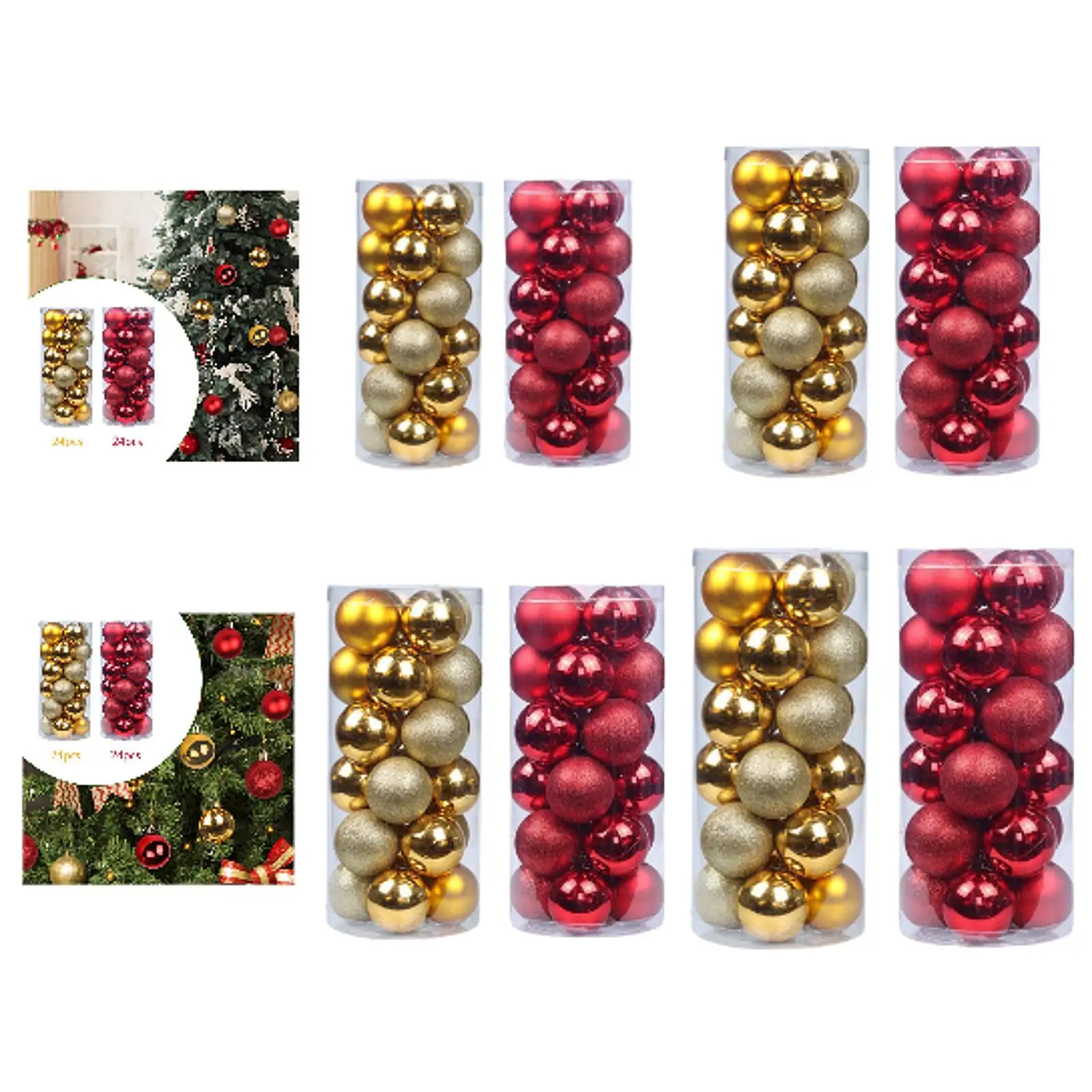 48x Christmas Tree Decorations Christmas Ball Ornaments Decorative Xmas Balls Baubles Xmas Decor for Party Birthday Home