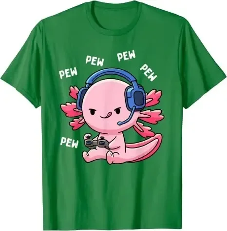 Axolotl Gaming Kids Boys Girls Kawaii Anime Video Game Pew Gamer T-Shirt Gift Cute Gamesolotl Graphic Tee Tops Teens Clothes