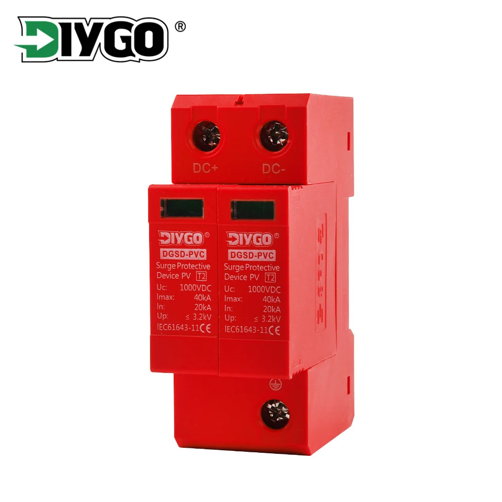 

DC SPD 30KA-60KA Surge Protector Device Lightning 2P 500V 600V 800V 1000V Pv Solar System Protection Low-voltage Arrester Device