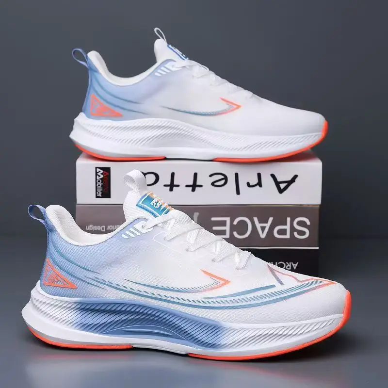 

New Boutique Fashion Men's Sneakers Color blocked Lace up Mesh Breathable Non slip Sports Running Shoes Zapatillas Deportivas