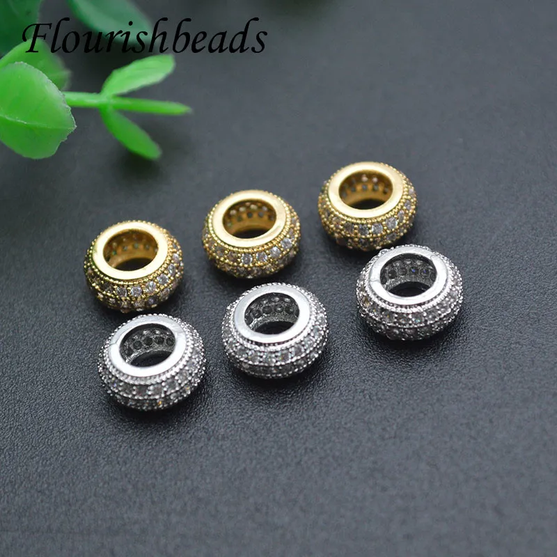 20pcs Jewelry Findings Real Gold Plating Flat Round Beads 8*10mm Matel Loose Spacer Beads DIY Bracelet Accessories