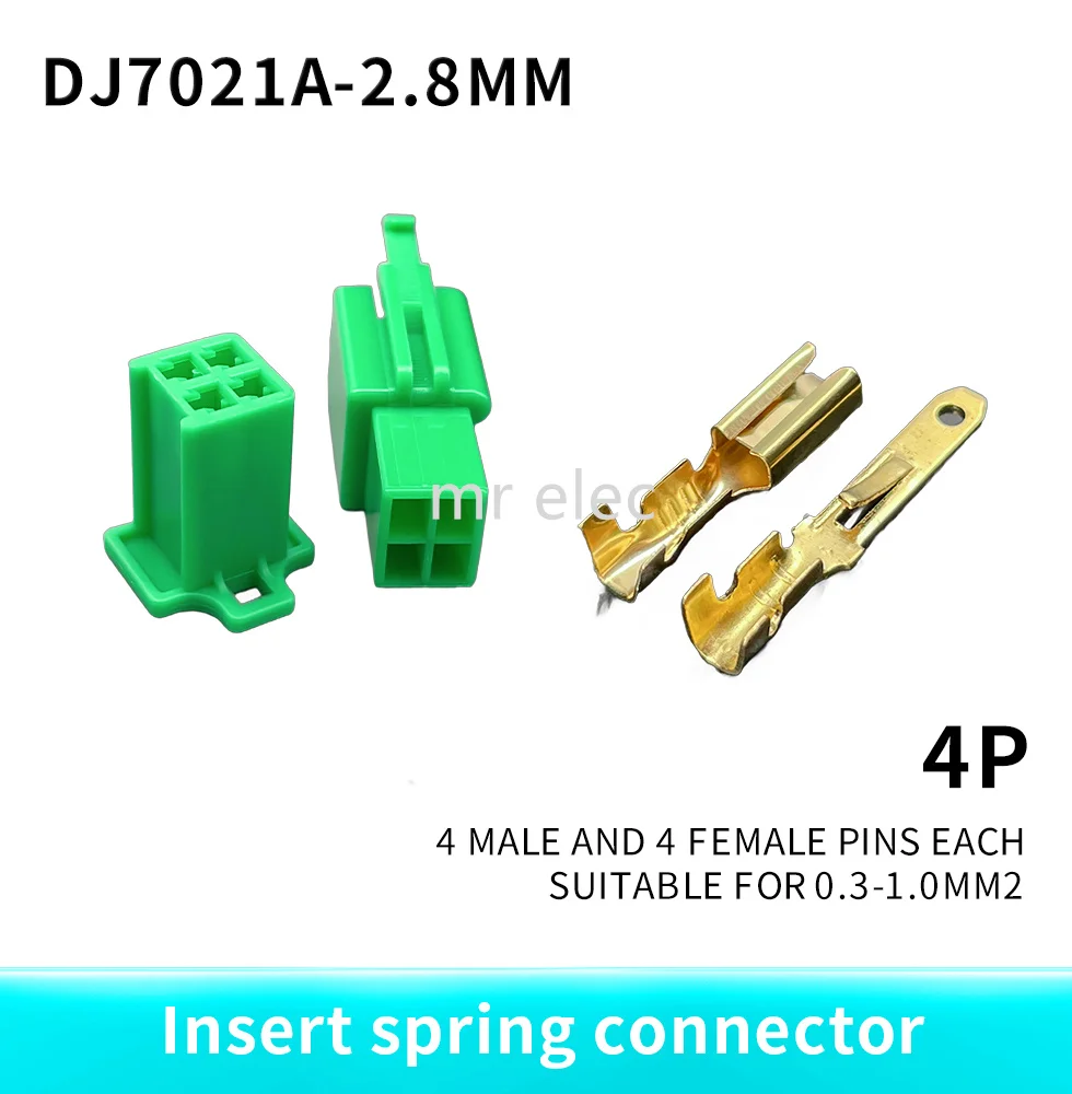 2.8mm 1/2/3/4/6 pin Automotive 2.8 Electrical wire Connector Male Female cable terminal plug Kits Motorcycle ebike 1set green