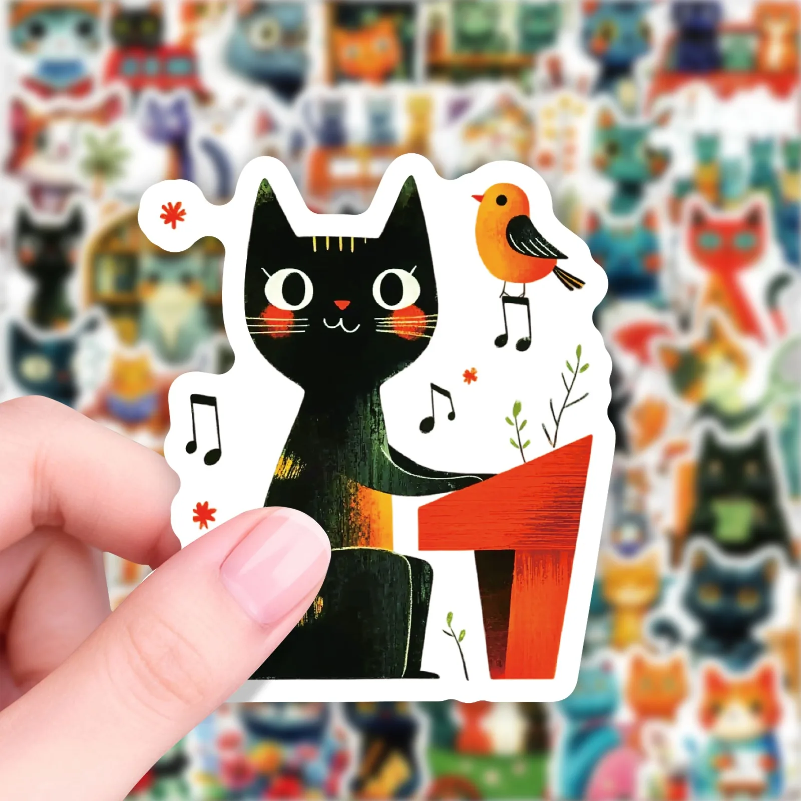 56 PCS Cartoon Cat Waterproof Stickers DIY Refrigerator Notebook Notebook Notebook Computer Water Cup Luggage Decoration