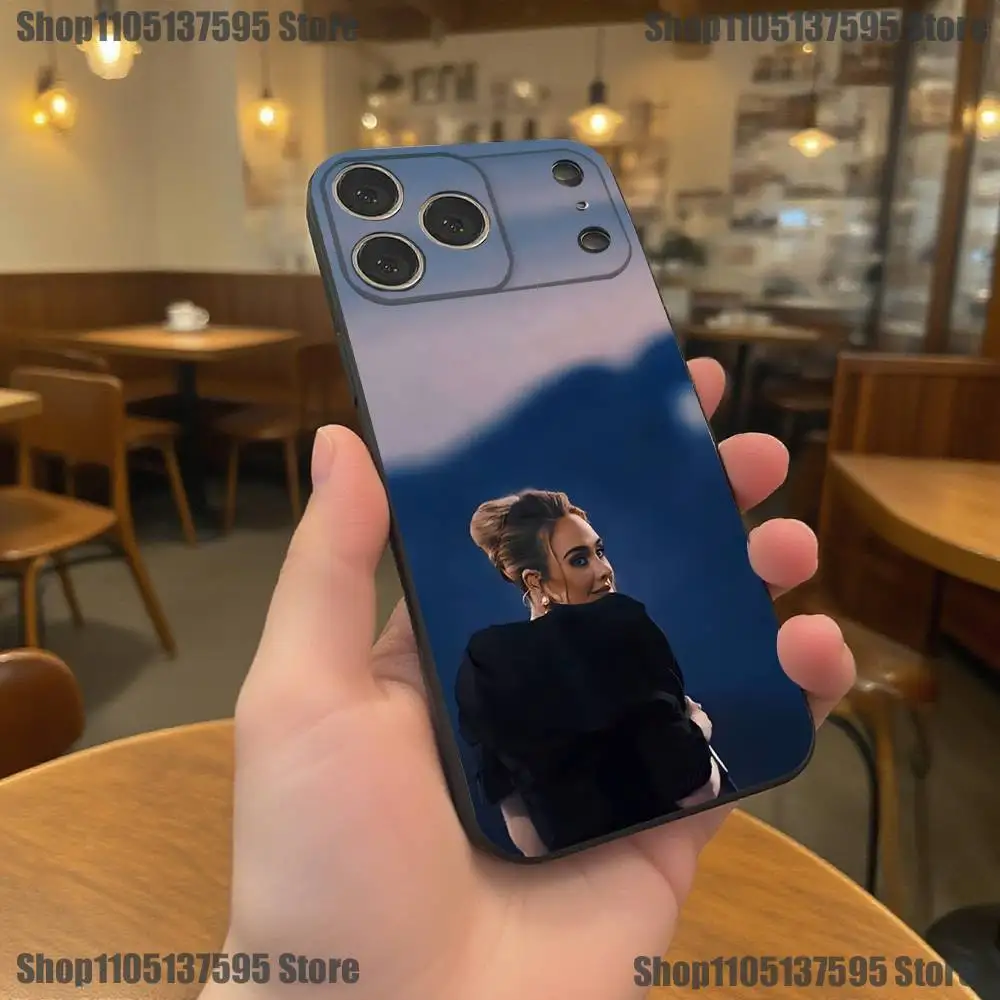 Casing Ponsel Singer A-Adele Untuk iPhone 17,16,15,14,13,12,11,Pro,XS,Max,XR,Plus,E,SE4,Mini Hitam Bahan Lembut