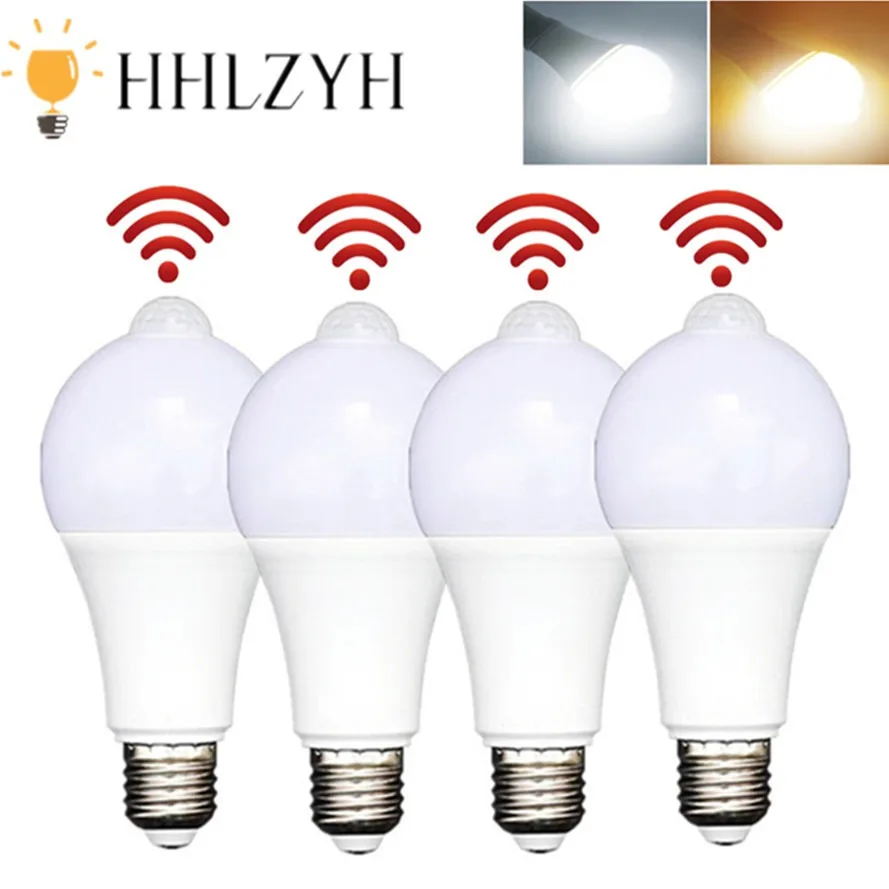 LED استشعار الحركة ضوء الليل ، مصباح استشعار PIR ، إضاءة وقوف السيارات المنزلية ، E27 ، 12 واط ، 15 واط ، 18 واط ، 110 فولت ، 220 فولت ، 4 قطعة