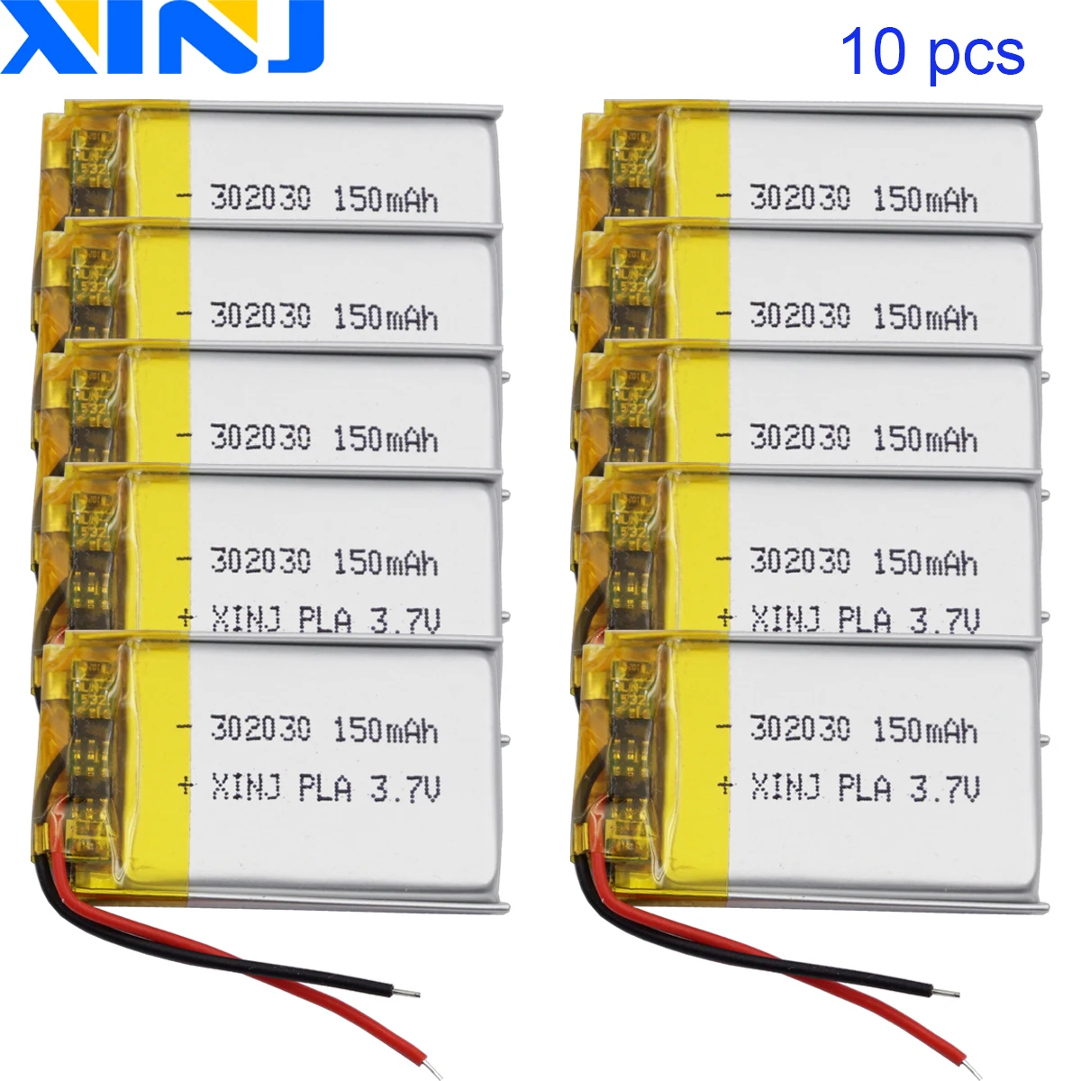 10pcs 3.7V 150mAh 0.555Wh Li-Polymer Li Lithium Battery 302030 Li-ion For GPS Sat Nav Bluetooth Speaker LED Driving Recorder