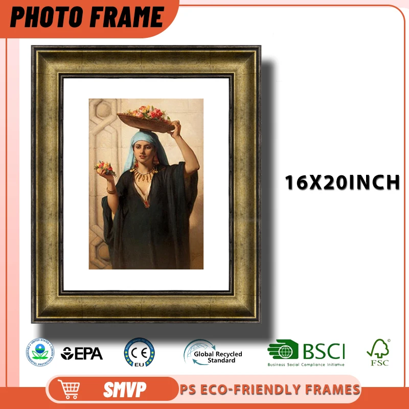 

16x20 Elegant Black Gold Photo Frame with Black Trim Ideal for Classic Bedroom Wall Art Displays Picture Frame