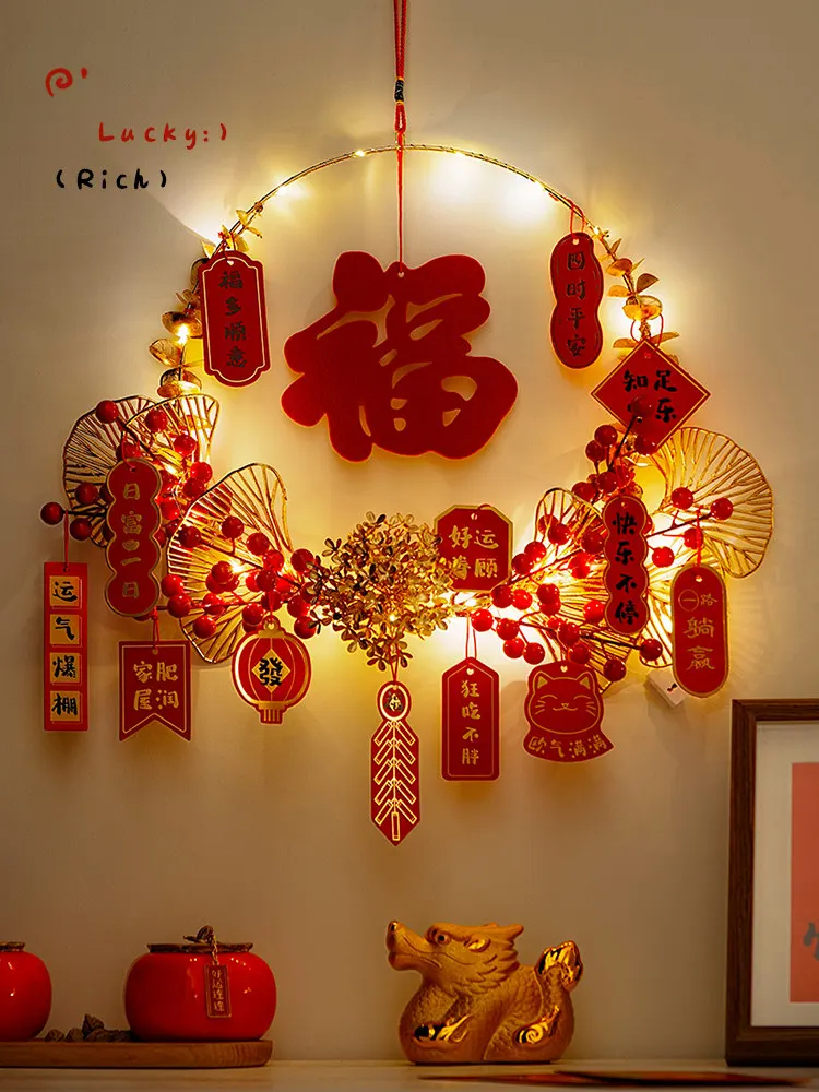 New Year decoration simulation flower hanging decoration with auspicious characters