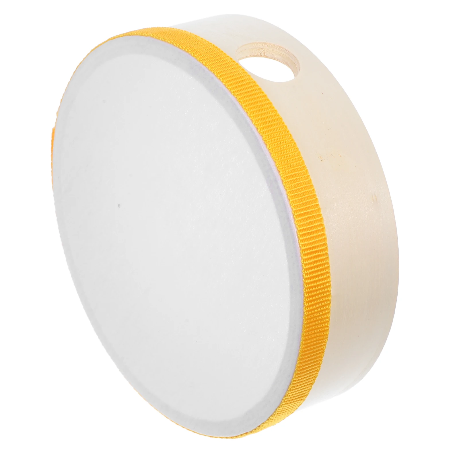 

Yellow Hand Drum Tambourine Toy Solid Wood Frame Synthetic Head Baby Kids Percussion Instrument School Party Favor