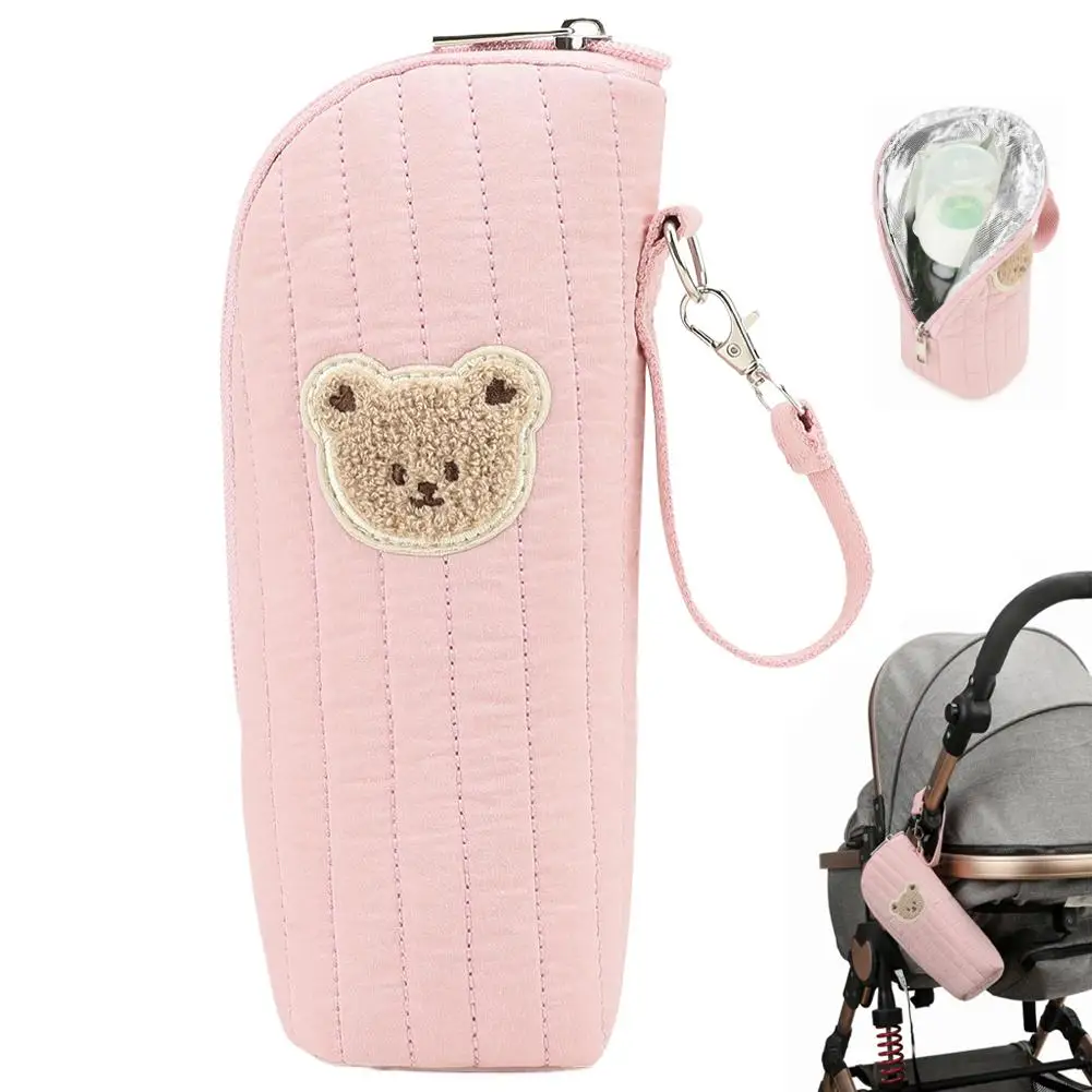 Cute Bear Design Baby Bottle Tote Bag with Aluminum Foil Insulation Bags Water Bottle Thermal Pouch Baby Milk Bottle Warmer Bag
