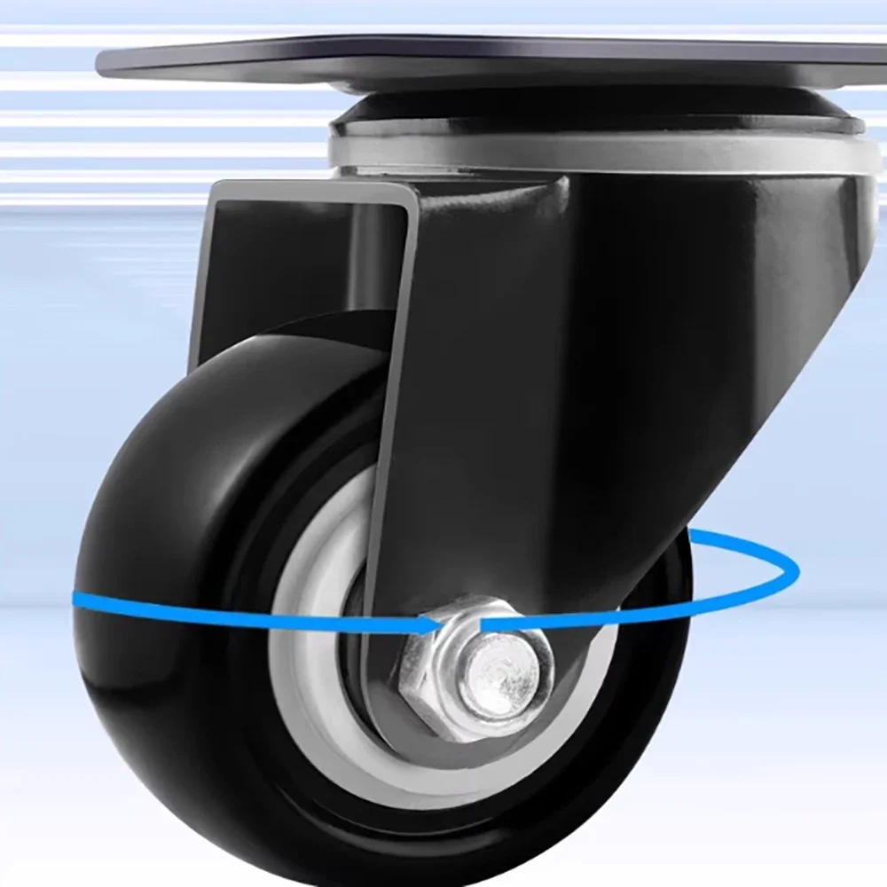 1Pcs 2-5 Inch Black Heavy-Duty Casters Silent Rotation Universal Universal Table Chair Wheels Hand Push Brake Wheel Accessorie
