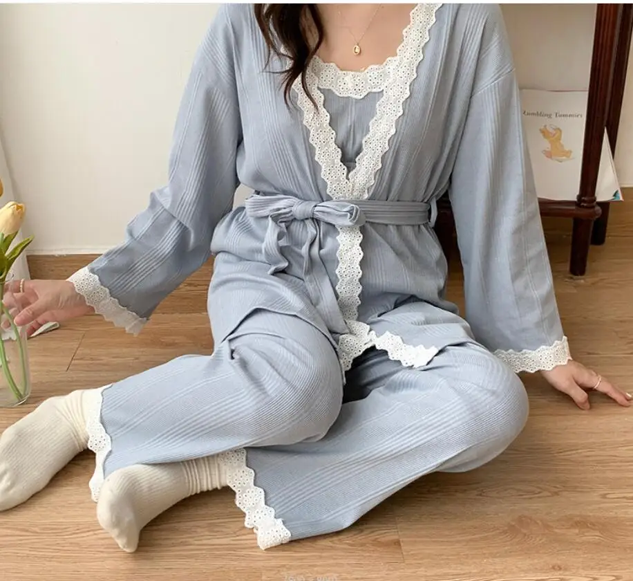 

New Pregnant Women Breastfeeding Nursing Autumn Spring Pajamas Long sleeves Classic Sleepwear Pijama Soft Maternity Set Large si