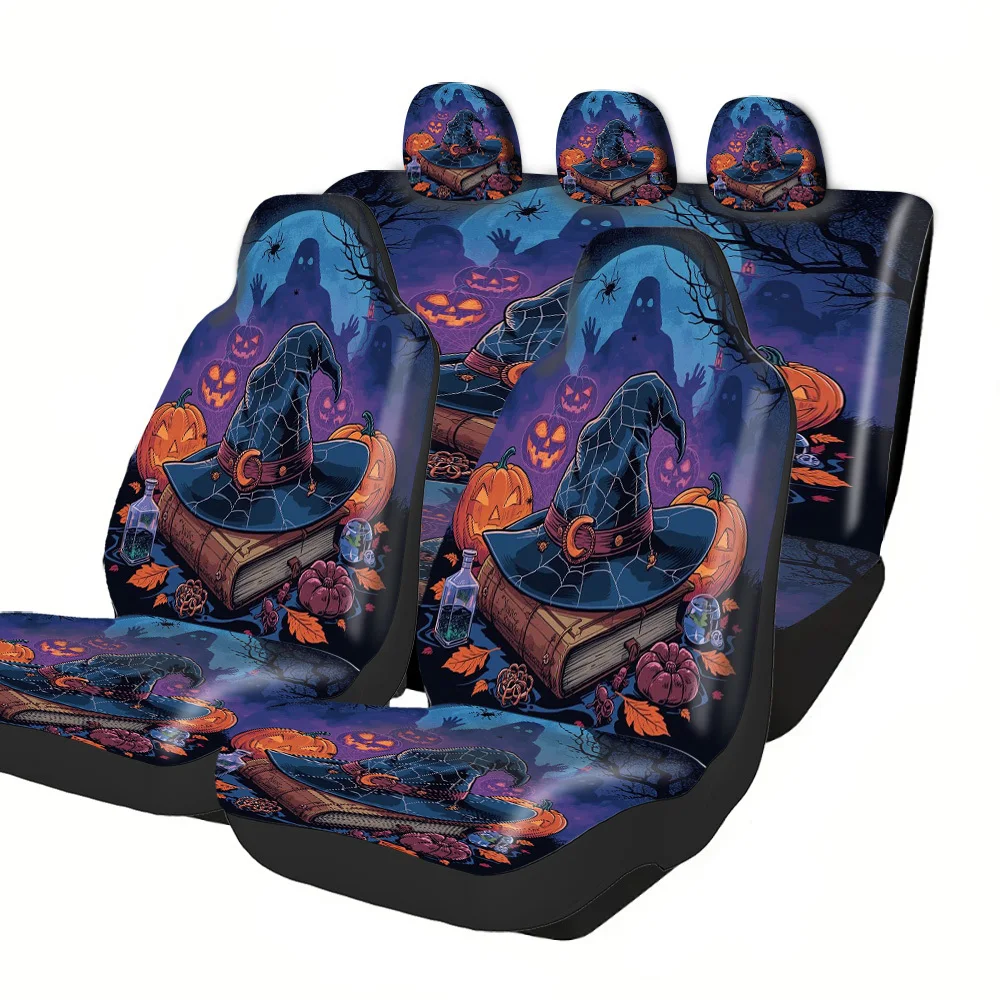 Car Seat Covers - Halloween Pumpkin Design Premium Lucky Gift For Friends Fit For Cars SUVs Perfect For Christmas New Year East